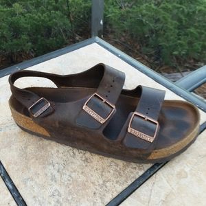 BIRKENSTOCK Brown Leather Sandals Shoes Mens 10
